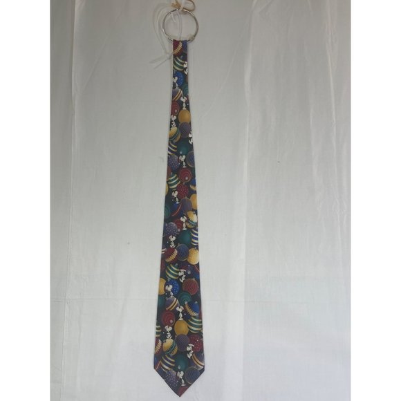 Peanuts Snoopy and Christmas Ornaments Silk Tie Made in USA pre-owned - Picture 1 of 8